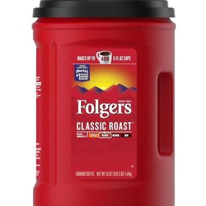 Folgers Classic Roast Medium Ground Coffee 1.44kg Tub Makes Up to 400 6 fl oz Cups