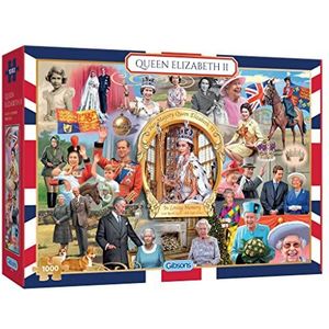 Koningin Elizabeth II Puzzel met 1000 stukjes, duurzame puzzel voor volwassenen, 100% hoogwaardig gerecycled bord, geweldig cadeau voor volwassenen Gibsons Games