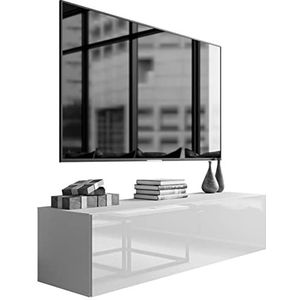 COLGANTE lowboard wandkast 150 cm wit hoogglans HG tv-meubel met LED-verlichting en Push to Open System tv-meubel dressoir Tv-meubel woonkamerwand