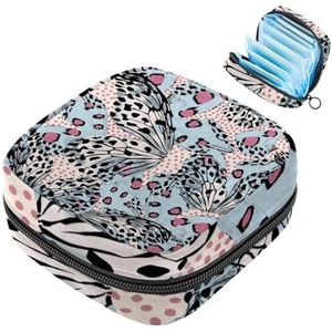 MUOOUM Maandverband Opbergtas, Vlinder Luipaard Patroon Menstruatie Cup Pouch, Draagbare Maandverband Pads Opbergzakken Vrouwelijke Menstruatie Eerste Menstruatie Tas voor Tiener Meisjes Vrouwen Dames
