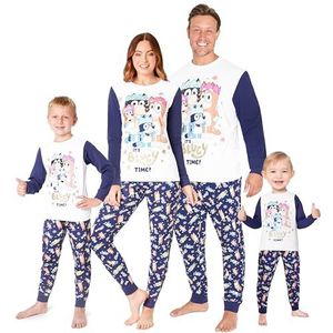 Bluey Pyjama voor Familie Bijpassende PJ's Lounge Set Kinderen Mannen Vrouwen, Wit/Blauw Dames, L