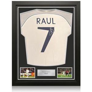 Origineel Real Madrid 1999-2000 shirt gesigneerd door Raúl. Ingelijst.