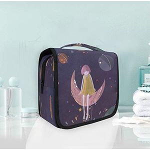 Zwarte maan meisje ster opknoping opvouwbare toilettas make-up reisorganisator tassen tas voor vrouwen meisjes badkamer