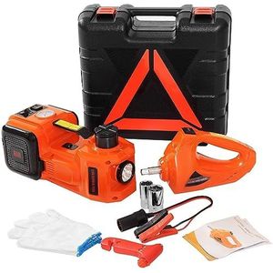 12V Auto Jack Elektrische Hydraulische Jack Kit 45CM + Wrench Tire Inflator LED Licht Draagbare Band Lifting auto Reparatie Tool Elektrisch, tuin- en handgereedschap(5T Jack Wrench)