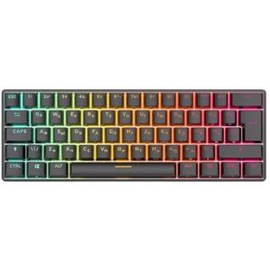 QPSJXN RK61 Draadloos mechanisch toetsenbord, 60 procent RGB backlit 61, bluetooth, USB 24G, schrijfmachinestijl (RK61 Black T Russian)