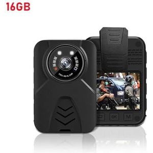 Draagbare DV-camera YSW-Q11 Body Camera HD 1080P Op het lichaam gemonteerde camera Beveiliging Video-opname Wearable Nachtzicht Mini Politie Body Cam(16GB)
