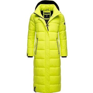 Navahoo Isalie Winterjas voor dames, warme gewatteerde jas, lang, met capuchon, XS - XXL, neongroen, XL