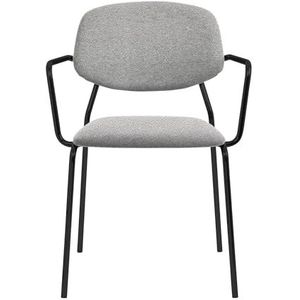 Glam_ee JAZZ fauteuil, design stoel voor woonkamer en keuken, restaurant, kantoor wachtkamer, antraciet geverfde metalen structuur en Aquaclean grijze stof