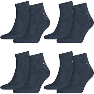 TOMMY HILFIGER quarter-sokken voor heren met vlag, casual, zakelijk, set van 8 paar, 356 - Jeans, 39-42 EU
