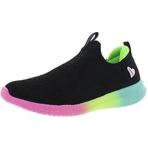 Skechers Kids Girls Sport, Light Weight, Slip On, Stretch Knit, Air Cooled Memory Foam Sneaker, Black/Multi, 11.5