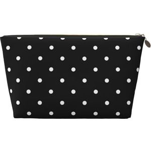 PYCAHENK Witte Dot Patroon Gedrukt Lederen Reizen Toiletry Bag Travel Organizer Bag Met Rits Draagbare Toilettas, Goud, Eén maat