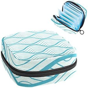 powderblue wave textuur, Periode Pouch Draagbaar, Tampon Opbergtas,Tampon Houder voor Portemonnee Vrouwelijke Product Organizer, Meerkleurig, 4.7x6.6x6.6 in/12x17x17 cm