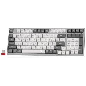 Redragon BK7114 Low-Profile Computertoetsenbord, 98 toetsen, Slim Office PC Schaarmechanisme, toetsenbord met 2.4G BT draadloze verbinding, tactiele stille toetsaanslag, kleurgemengde keycaps