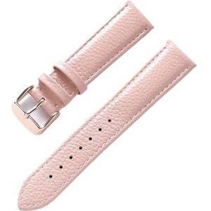 YingYou Lederen Band Dames Zacht Leer Lychee Graan Koeienhuid Horlogeband Heren Waterdicht 14 16 18 Mm Horlogeketting Accessoires (Color : Pink rose buckle, Size : 22mm)