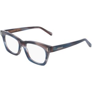 FERRAGAMO SF3025 314 STRIPED SAND BLUE 51/17/145 Vrouw Brilmonturen