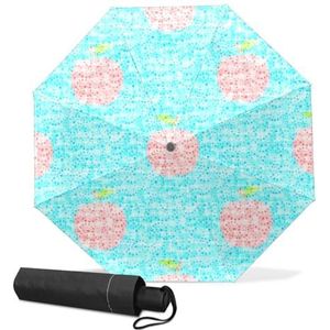 GISPOG Automatische opvouwbare paraplu, rode appel stippen Rosh Hashanah waterdichte compacte zon en regen reizen paraplu's voor dames en heren, 1 kleur, Eén maat