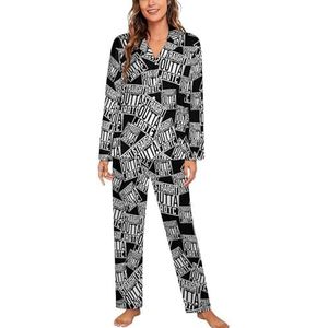 Rechte Outta JROTC Pyjama Sets met Lange Mouwen voor Vrouwen Klassieke Nachtkleding Nachtkleding Zachte Pjs Lounge Sets