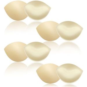 FUIPVGI 4 paar BH-pads inzetstukken, verwijderbare push-up borstversterker beha schuim spons pads beha pads inserts beha inzetstukken push-up voor bikini lingerie top badpak, Beige, one size