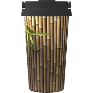 FRGMNT Lente Bamboe Print Thermische Koffie Mok,Reizen Geïsoleerde Deksel RVS Tumbler Cup voor Thuiskantoor Outdoor