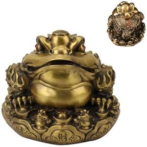 9.5x9.5x9cm,NHDVDVAV Chinees koperen geld kikker beeldje, Feng Shui pad sculptuur ambacht, geluks kikker pad beeldje trekt rijkdom aan zakelijk geschenk kantoordecoratie