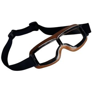 Veiligheid motorbril, all-terrain motorbril retro metalen rand bril, motorfiets UV-bescherming, voor fiets en buitenavonturen, vintage ontwerp (kleur: bruin - helder)