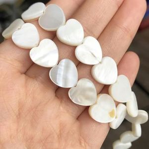 Natuurlijke witte zoetwater schelp kralen kralen hart ster ronde parelmoer losse kralen voor sieraden maken DIY armband-10mm hart