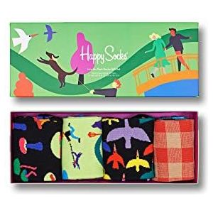 Happy Socks 4-Pack Into The Park Socks Set, kleurrijke en leuke, Sokken voor Dames en Heren, Groen (36-40)