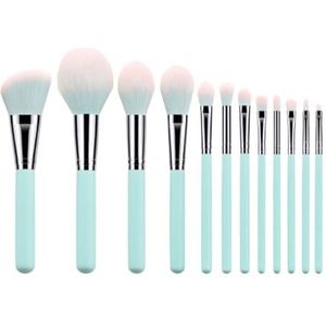 Multifunctionele Make-upborstel 12-delige Make-upkwastenset For Blush, Contour, Foundation, Concealer, Oogschaduwkwast, Make-upkwast Oogmake-up Kwasten voor Dames(Grün)