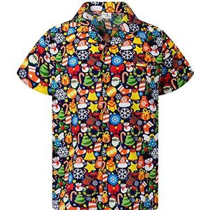 Funky Hawaiiaans Overhemd, Hawaii-Overhemd, Kerstmis, X-Mas, Christmas Allover, Donkerblauw, L