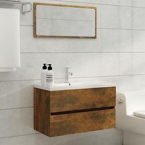 AUUIJKJF Meubelsets 2-delige badkamermeubelset gerookt eiken ontworpen houten meubels