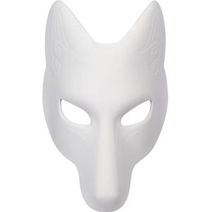 Therian Mask Halloween Fox Mask Leer kostuum Diy Blank Mask Japanse Kabuki Kitsune Halloween -maskers voor Masquerade Costume Prop1 * Therian Mask