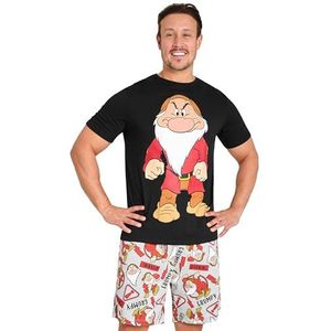 Disney Korte pyjamaset voor heren, zachte ademende loungewear - cadeaus voor vaders, Zwart/Grijs, S