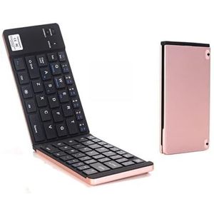 Keyboard -PYRIOLHI- Wireless Bluetooth folding keyboard - Aluminum folding mini keyboard - Dual folding Bluetooth keyboard - Tablet keyboard(Pink)