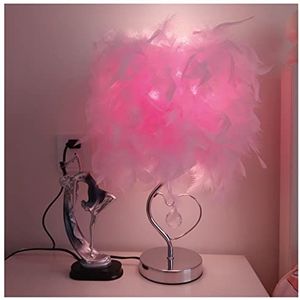 Veren vloerlamp Hartvorm Veer Kristallen Tafellamp for Slaapkamer Nachtkastje Romantische Bureaulamp Home Decor Creatieve Gift Planetarium EU/US(Color:Pink)