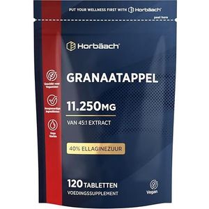 Granaatappel Extract 11.250mg per Dagelijkse Dosis | 40% Ellaginezuur | 120 Veganistische Tabletten | Hoge Dosering | Horbaach