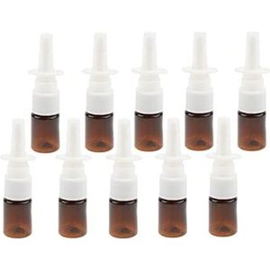 10 Stks 5 ml Mini Plastic Neusspray Flessen Fijne Mist Spuit Pomp Bruin