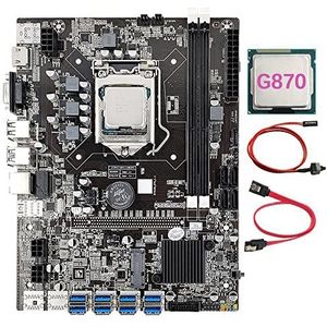 AMIUHOUN B75 8 Card BTC Mijnbouw Moederbord+G870 CPU+-kabel+Schakelaar Kabel 8XUSB3.0 naar PClE 1X Slot LGA1155 DDR3 MSATA ETH