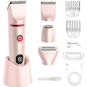 HASAIKA® 3-in-1 elektrisch scheerapparaat voor dames, intieme zone, IPX6 waterdicht, nat en droog, full-body epilator/scheerapparaat (roze)