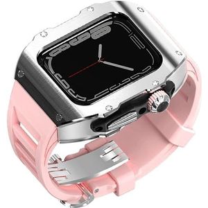 OFWAX Roestvrij stalen horlogekast Rubber Band Mod Kit, Voor Apple Watch Series 9 8 7 6 5 4 SE Vervanging, Mannen Horloge Case Bandjes Sluiting, Voor Iwatch Series 45mm 44mm Accessoires, 49mm, agaat