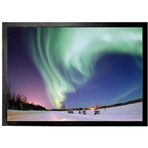 1art1 Polar Lampen Aurora Borealis Over Snow Covered Landscape Deurmat 70x50 cm