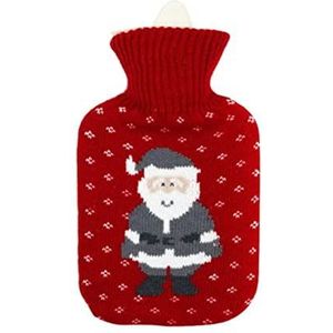Warmwaterkruik Warmwaterzak Met Gebreide Kerstmanhoes Warmwaterfles Verwijderbare Gebreide Hoes Kruik Warm Winter (Color : Rot, Size : 2000 ml)