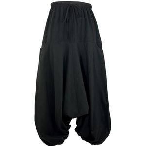 Guru Shop Harembroek, Uniseks Bloeibroek, Aladdin-broek met Zeer Lange Pijpen, Zwart, Katoen, Size:14, Harembroek Aladdin-broek