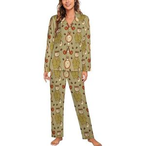 Kat in pak pijp lange mouwen pyjama sets voor vrouwen klassieke nachtkleding nachtkleding zachte pyjama sets lounge sets