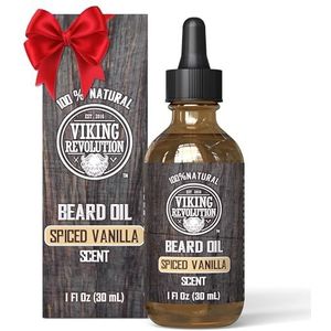 Viking Revolution Spiced Vanilla Beard Oil for Men - Natural Mens Beard Oil with Argan and Jojoba Oil - Beard Softener, Strengthens and Moisturizes