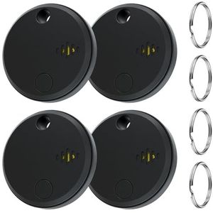 NXPZ Tag GPS Tracker (4-Pack), Compatibel met Apple Find My (Alleen iOS), met Sleutelring, 1 Jaar Batterijduur voor Sleutels, Portemonnees, Koffers en Rugtassen (Zwart)