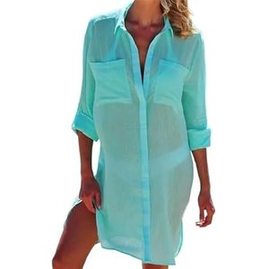 SkyjOy Cover Ups Voor Vrouwen Strandkleding Dames Strand Tunieken Vrouwen Badpak Coverups Vrouw Badmode Strandkleding Beachwear Badpak Cover Ups Voor Vrouwen (Blauw)