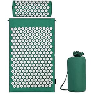 Acupressuurset acupressuurmat met kussen voor een weldadige ontspanning en massage, ter verlichting van rugpijn, hoofd- en nekpijn, stimuleert energiepunten in het lichaam en werkt stimulerend