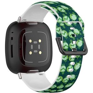 Zachte sportband compatibel met Fitbit Sense / Sense 2 / Versa 4 / Versa 3 (schildpadden achtergrond kleurrijk) siliconen armband accessoire