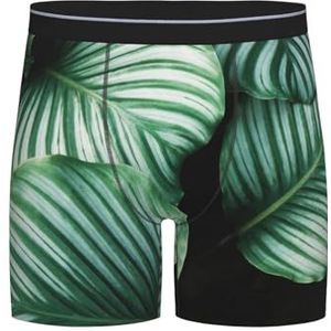 GRatka Boxer slips, heren onderbroek boxershorts, been boxer slips grappig nieuwigheid ondergoed, groene tropische plant bladeren bedrukt, zoals afgebeeld, L