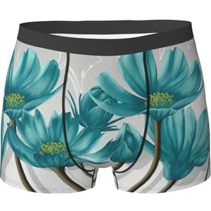 DEXNEL Heren ondergoed boxerslips zacht ademend ondergoed 1pack, groenblauw grijs en wit bloemen, Zwart, XL